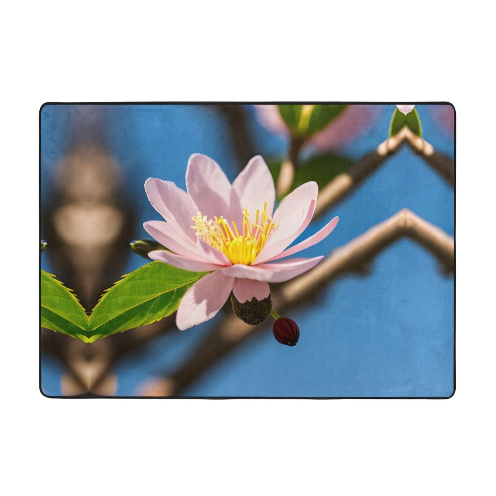 Tapis fleurs d'amandier rose pour salon et chambre