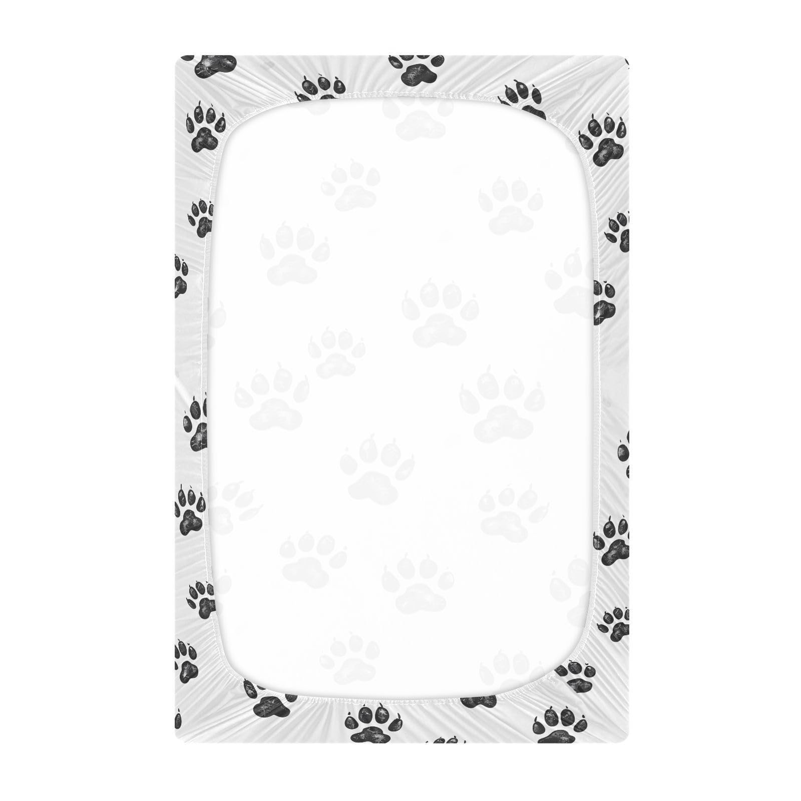 JIPONI Bear Paws Soft Crib Sheet- Pack & Play Sheets Fitted, Breathable Mattress Cover for Standard Size Crib, 52’x28’x9’