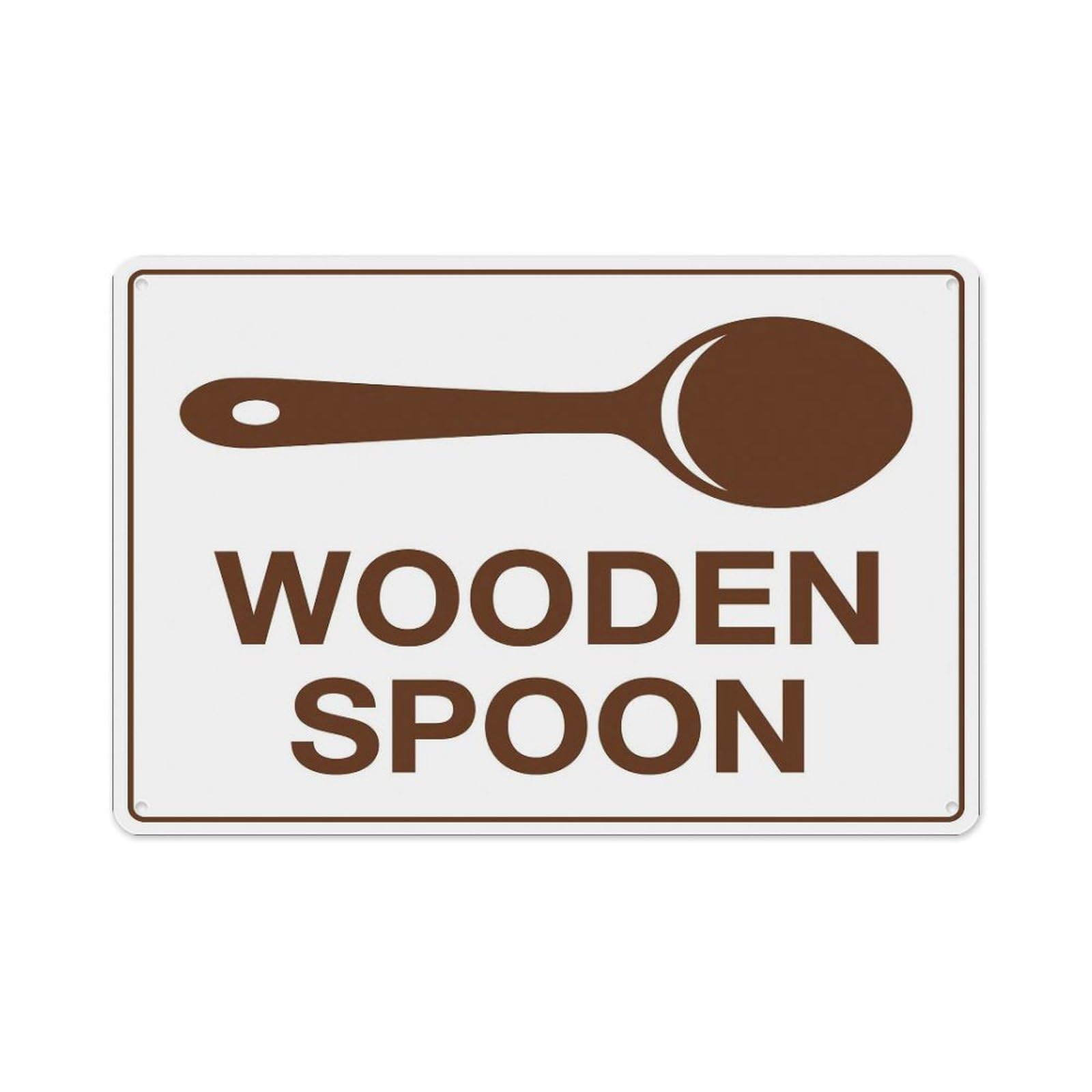 Peiyeety A09 Wooden Spoon Sign Aluminum Tin Warning Signs For Home Outdoor Garden 12X16 Inches