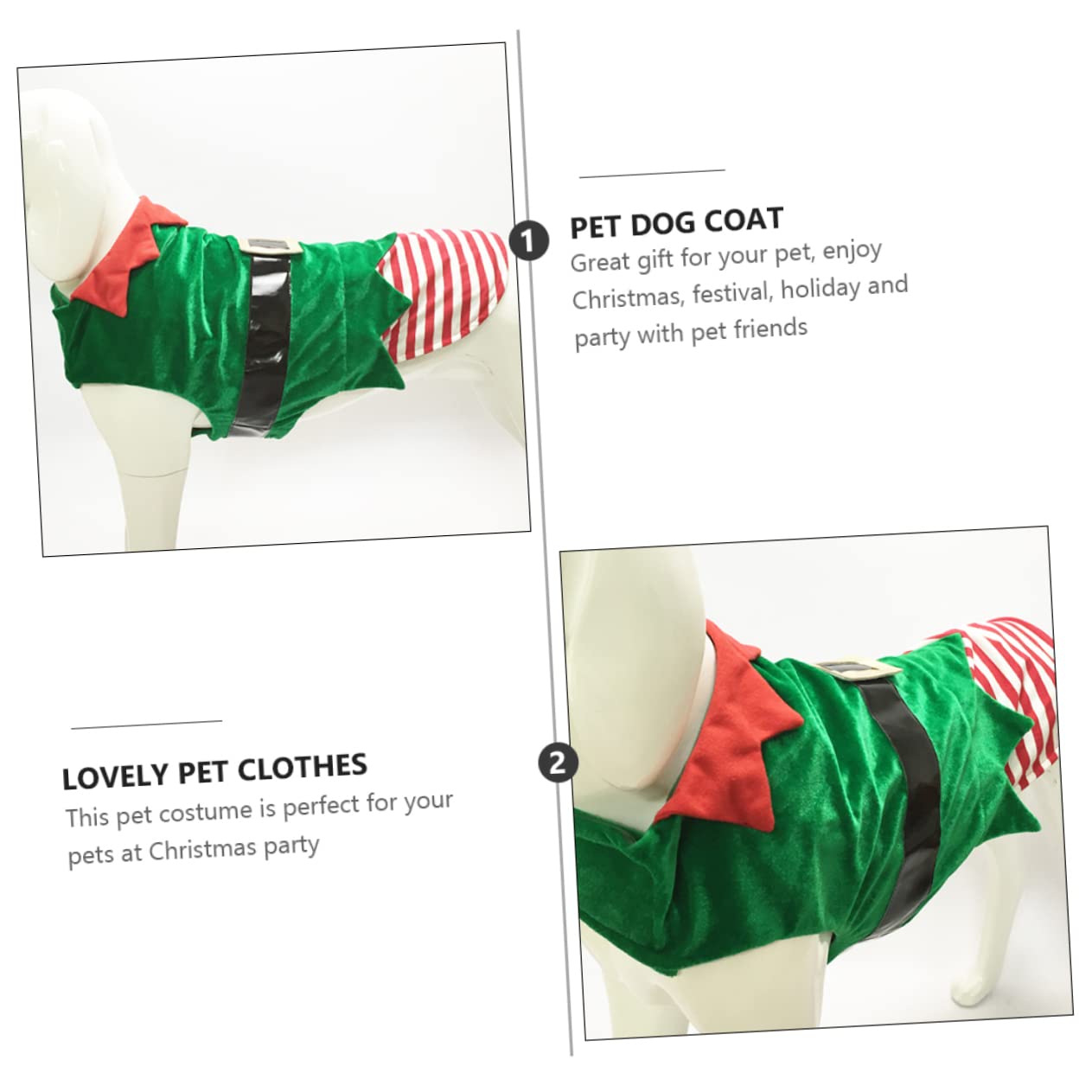 YARNOW 3 Piezas Disfraz transformación Mascota Dog Costume Preciosa Ropa para Perros Disfraz Elfo Navidad Vestidos Abrigos Preciosa Ropa para Mascotas Abrigo Mascota