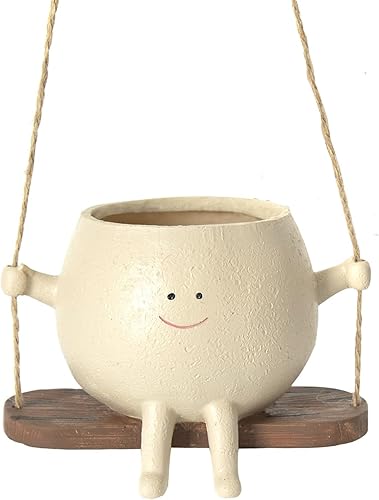 Miniatura 1 de Generic Pequeña maceta colgante para interiores y exteriores, maceta de cara oscilante, maceta de resina artificial, contenedor de plantas en