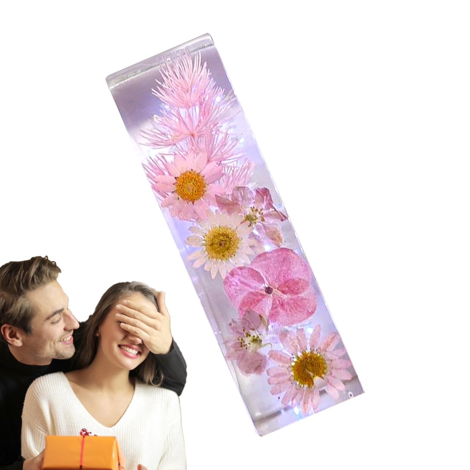 Floral Resin Letter Night Light | Floral Resin Nightlight | Pressed Flower Resin Letters with Light, Handmade Letter Lamps for Mother, Wife, Women