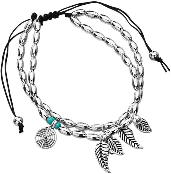 Amazon Co Jp Plus Nao プラスナオ アンクレット レディース リーフ 葉 調節可能 つけっぱなし メンズ 男女兼用 ミサンガ かっこいい ビーチ リゾート ジュエリー