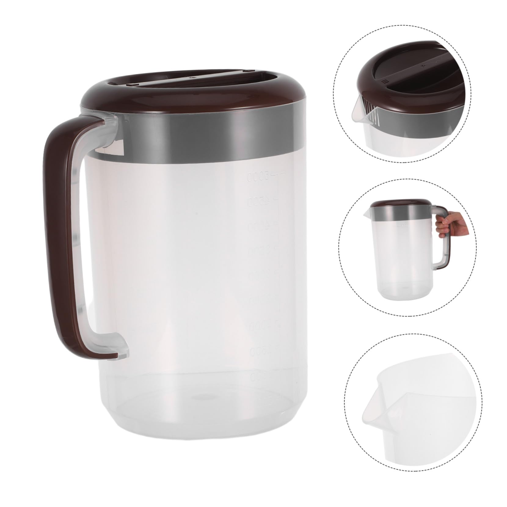 SHINEOFI Jarra de Agua Grande con Tapa Jarra de Jugo de PP Reforzado Resistente con Escala de Medición para Bebidas Frías para Casa y Refrigerador