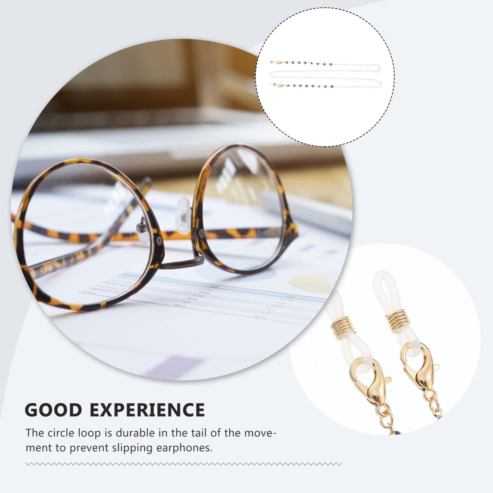 UKCOCO 5pièces Multi-fonctionnel Chaîne De Lunettes Antidérapante Pour Écouteurs Accessoire Pratique Et Émail Pour Femmes Et Filles