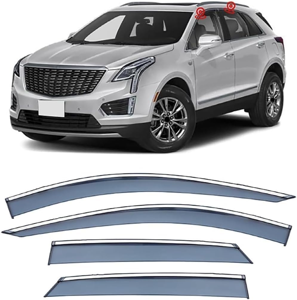 FengXH 4Pcs Smoke Tint Car Window Deflectors for Cadillac XT5 MK1 2016-2023