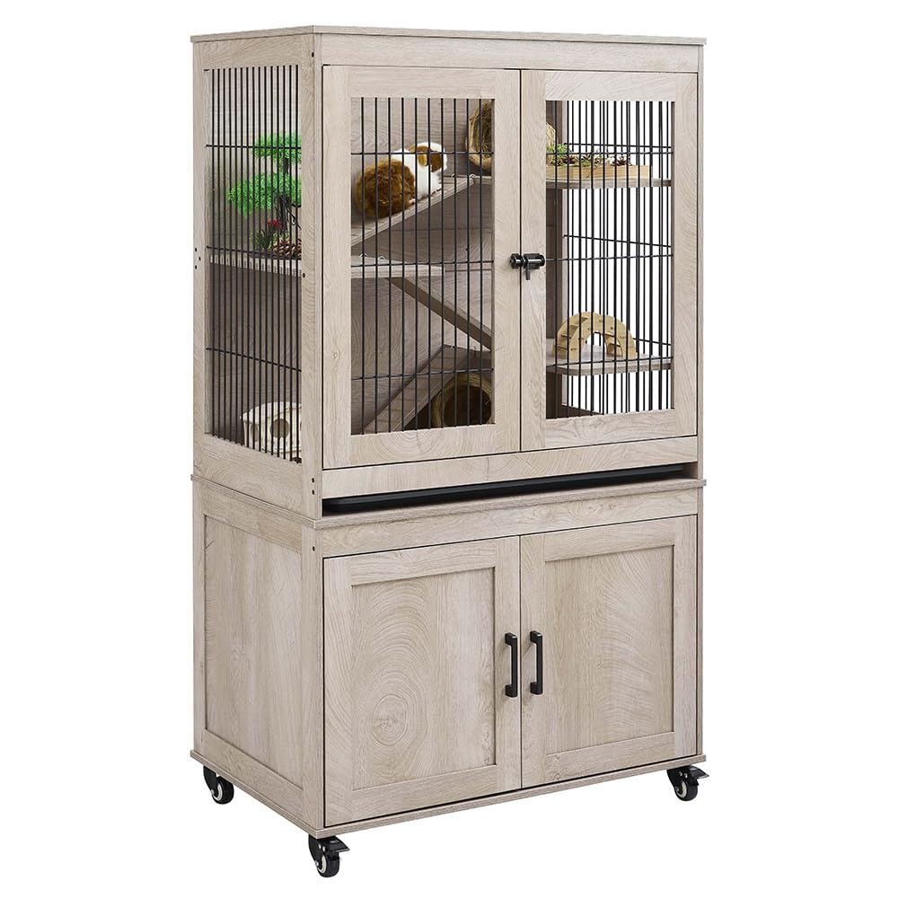 unipaws ferret cage with storage, large vertical hamster cage, iguana, rabbits, chinchillas, pet rats, guinea pigs - multi-level small animal cage with ramps, platforms, and wheels (incomplete) 