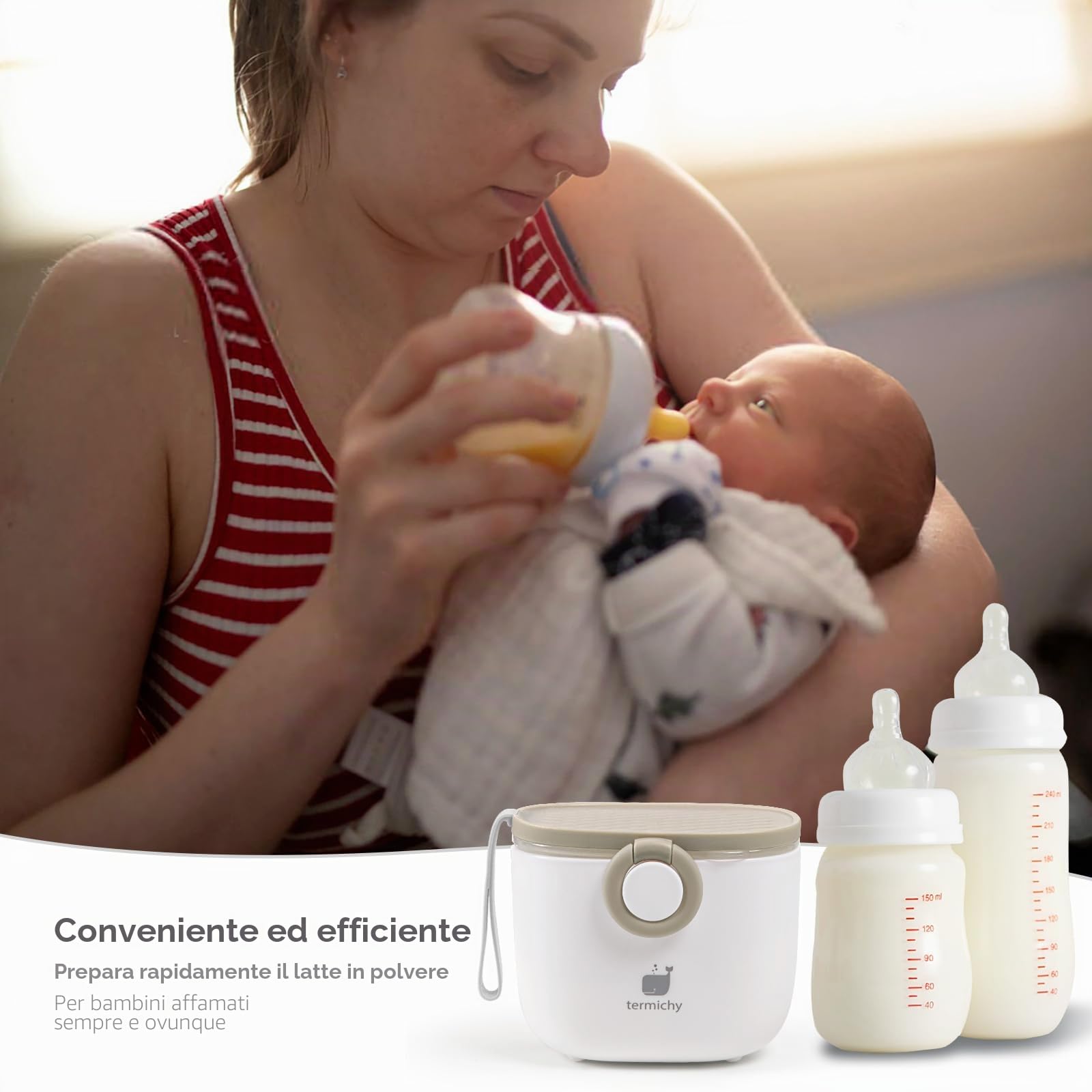 Termichy Dispenser per il latte in polvere, 250g Dispenser di Polvere Formula, portatile contenitoredi latte in polvere per neonati(cachi, 1 pezzo)