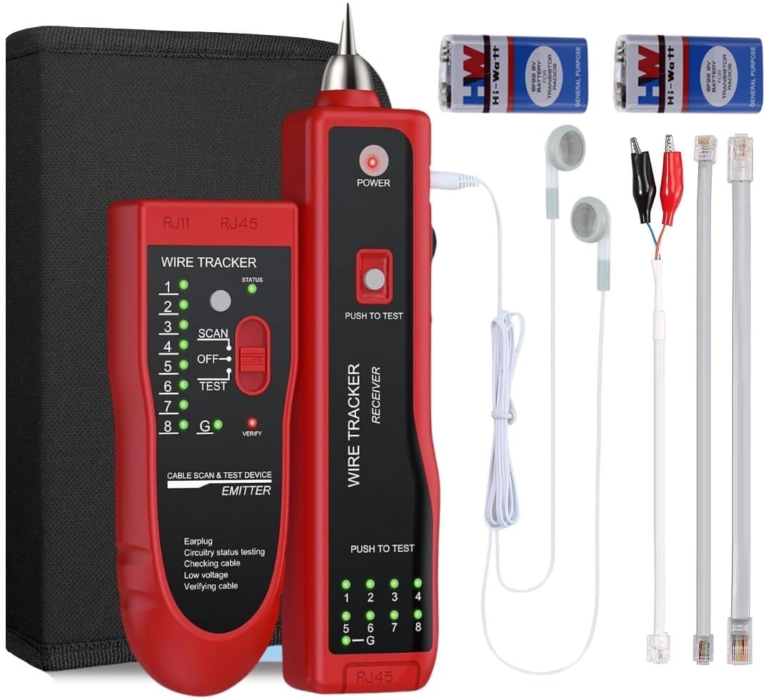 CP-Tech Lan Tester | Ethernet Wire Tracker | Network Cable Tester | RJ11 RJ45 CAT5/5e CAT6 LAN Wire Line Finder for Miss Wiring Disorder Cable Open and Short Circuit Testing (Wire Tracker (Red))-picture-21