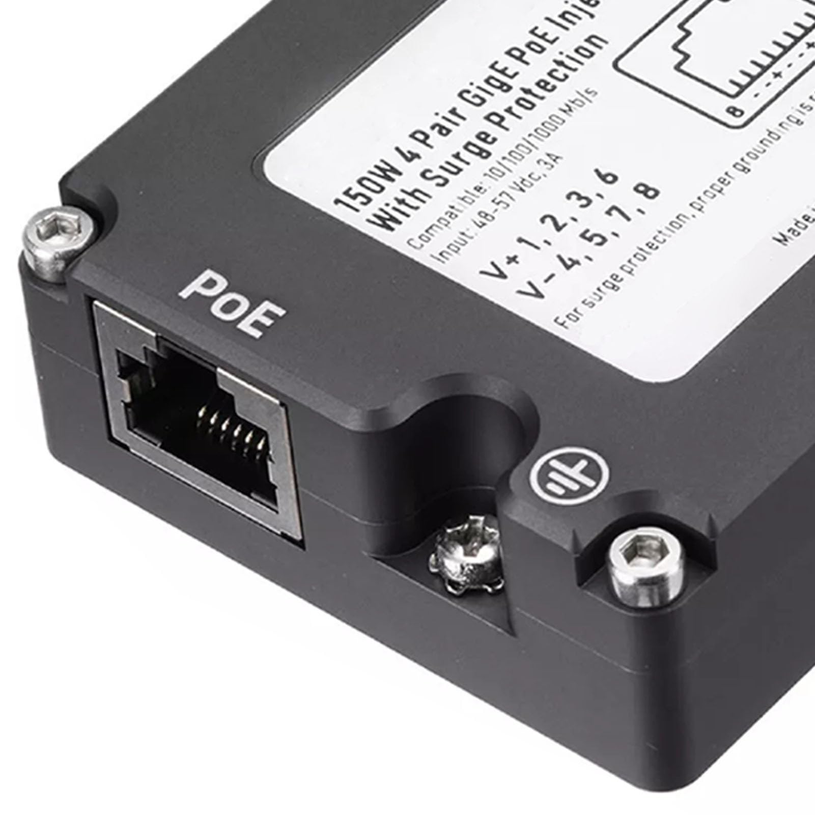 Cryfokt Inyector PoE, 3A 150W GigE Pasivo ABS con Protección contra Sobretensiones ESD y Convertidor Elevador de CC de 12V a 48V, para el Kit de INT