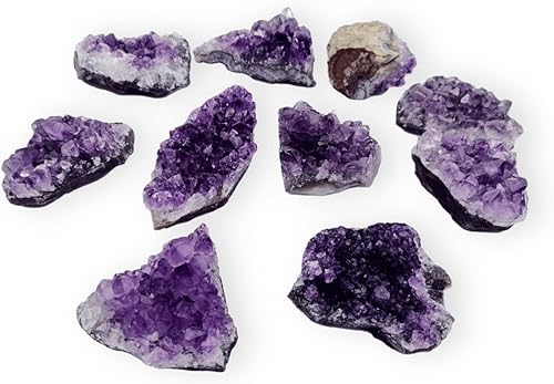 Racimos de amatista cruda, 10 piezas de geoda de cristales de amatista naturales reales, piedras preciosas moradas profundas, piedras curativas a