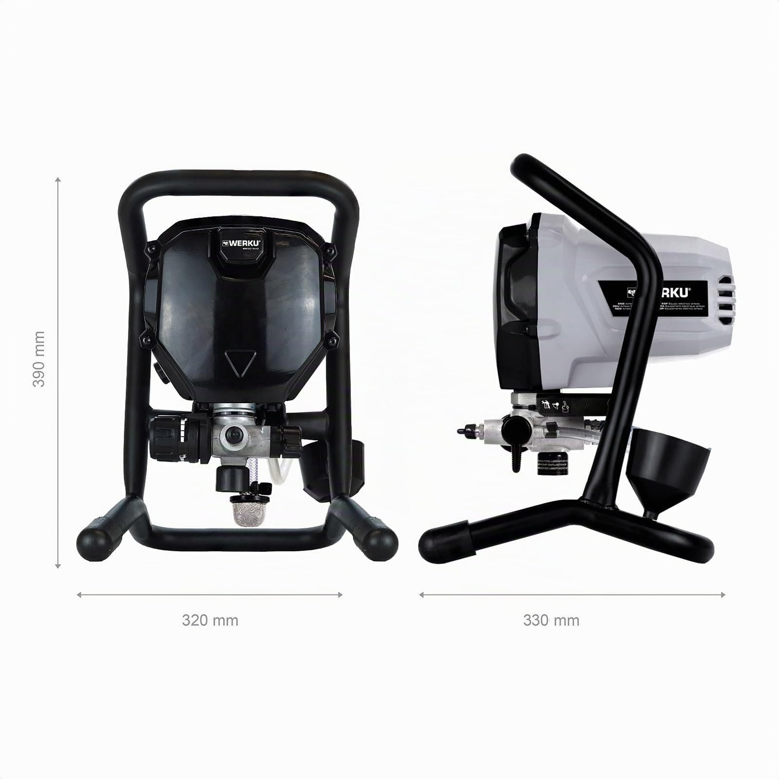 Werku WK501640, Equipo Eléctrico Airless, Calidad Profesional, Potencia 700 W, Caudal 1.2 LPM, Incluye Pistola Pintar, Manguera y Depósito Antigoteo Extraíble