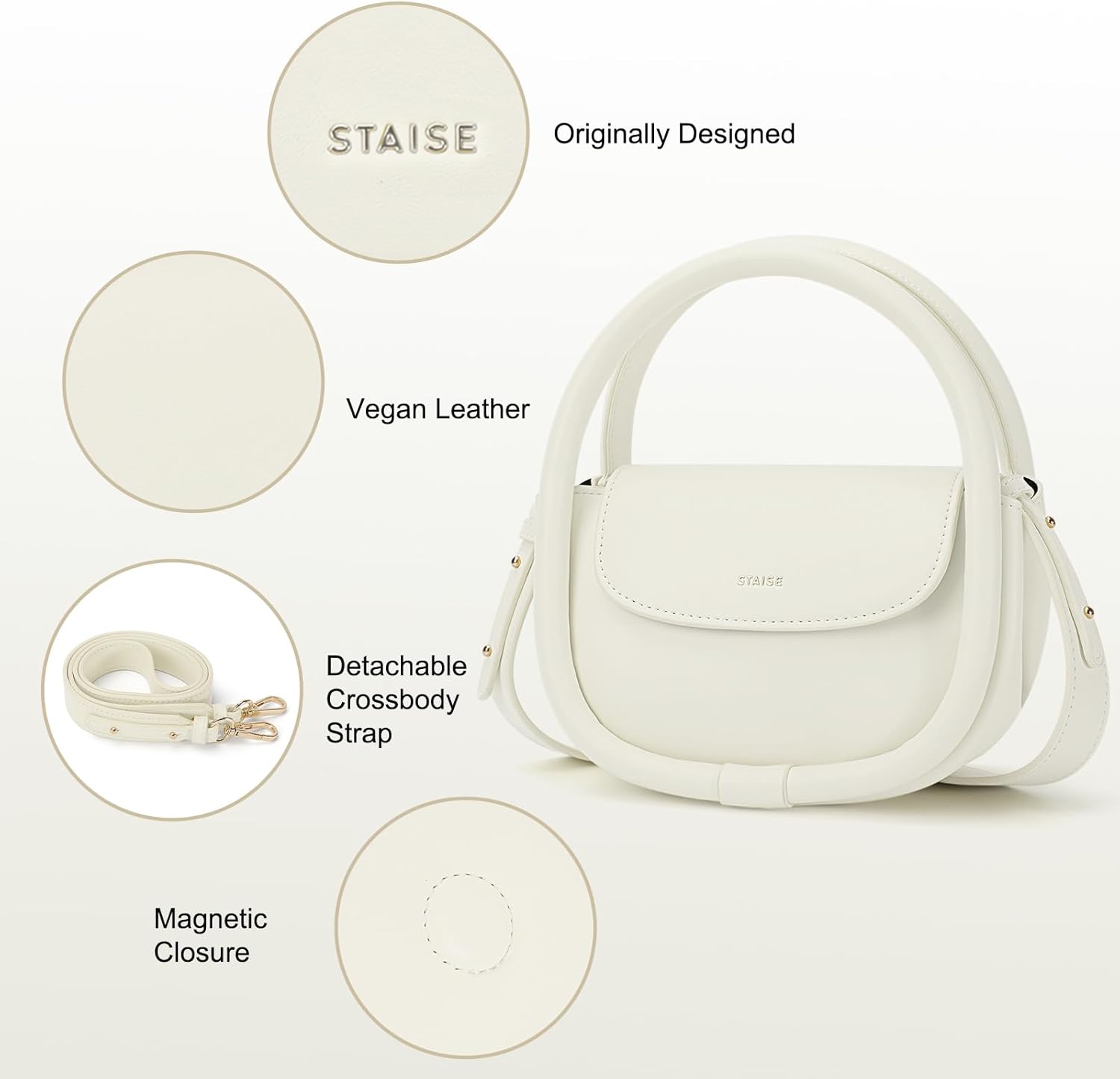 STAISE Designer Top Handle Shoulder Bags for Women, Trendy Mini Crossbody Purses, Women’s Leather Handbags with Straps