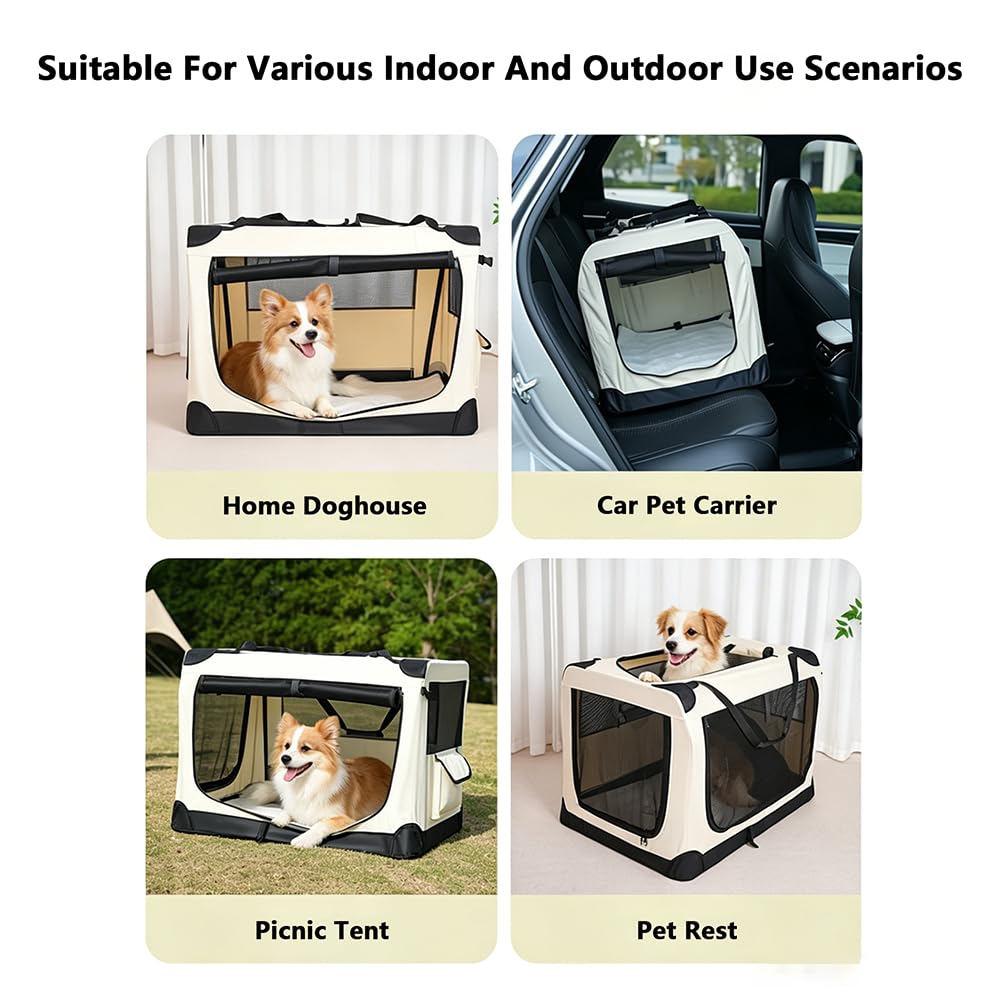 Transportbox Hund für Renault Arkana Captur Clio Vel Satis Scenic, Faltbare Hundetransportbox mit Atmungsaktivem Netz Weicher Matte für Auto Reise Camping