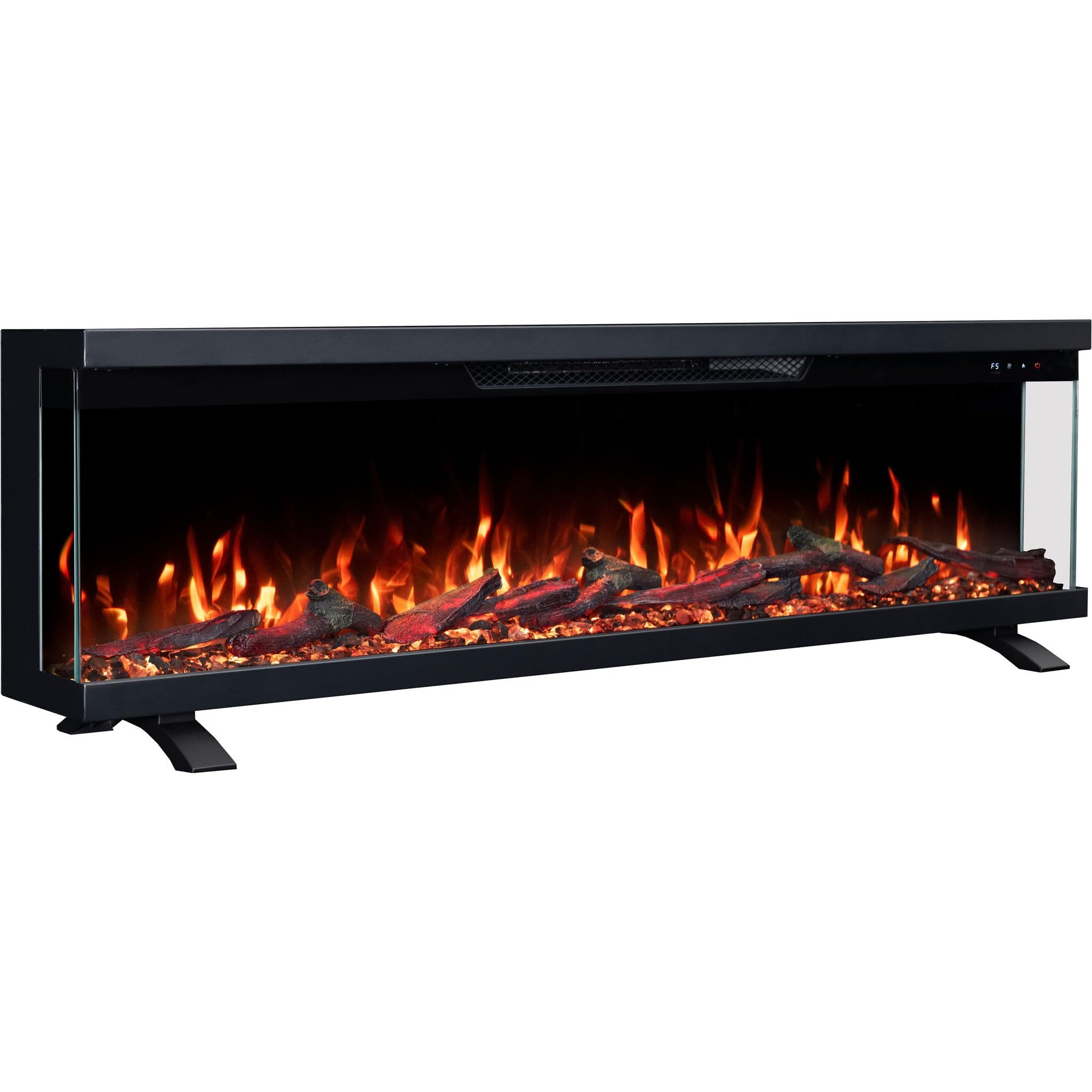 Unity - Camino elettrico a 3 lati, per montaggio a parete e da incasso, con riscaldamento 900/1800 W (127x36x19)