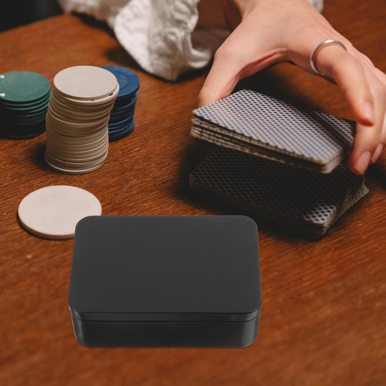 SEWACC Playing Card Case 3pcs Black Playing Card Boxes Tinplate Storage Box Container Organizer image 5