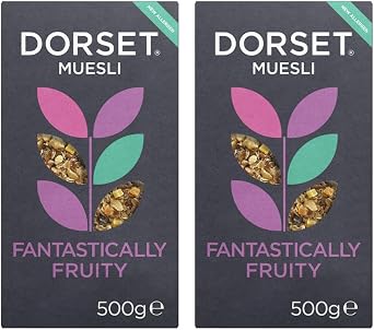 Dorset Cereals Fantastically Fruity Muesli 500g | High Fibre Breakfast Cereal Fruity Breakfast Muesli pack of 2