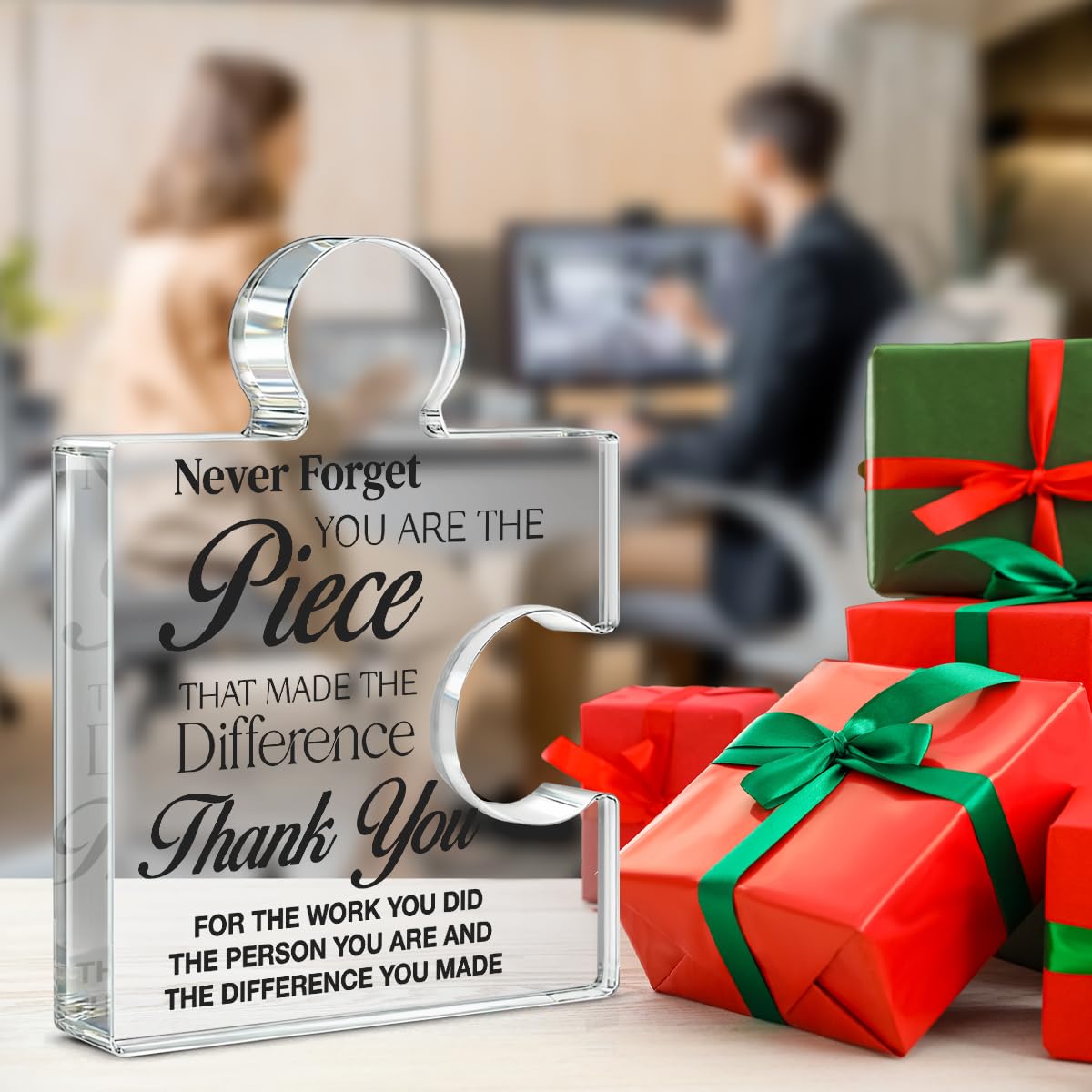 Thank You Appreciation Gifts for Coworkers, Retirement Goodbye Gift for Coworkers Colleagues Employees, Never Forget You Are the Piece That Made the Difference Acrylic Puzzle Piece Plaque Office Decor
