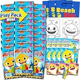 Baby Shark Mini Party Favors Set for Kids - Bundle with 24 Mini Grab n Go Play Packs with Coloring Pages, Stickers and More Birthday Party Supplies