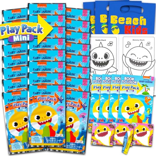 Baby Shark Party Favors for Kids Bundle - 24 Mini Activity Packs