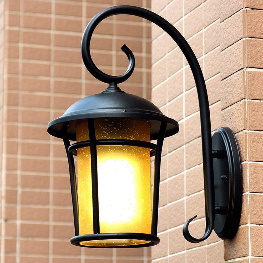 Kinkiet, Europejska Retro Lampa Ścienna Zewnętrzna Kreatywna Sztuka Żelaza Oświetlenie Zewnętrzne Amerykański Przemysł Dekoracja Wiatrowa Kinkiet Wodoodporna Latarnia Z Matowego Szkła E27 Street Gard