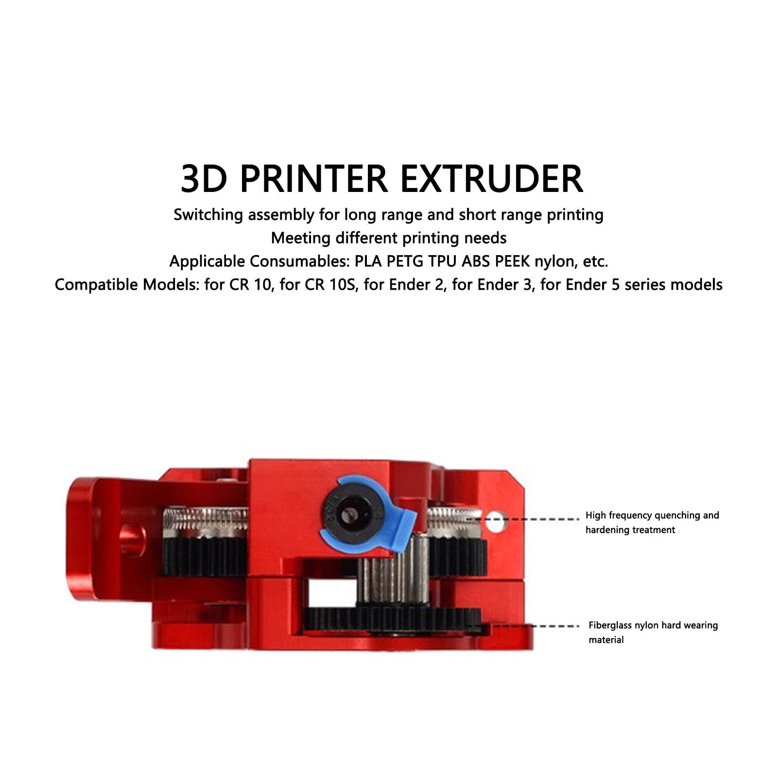 Lybunair 3D Printer Extruder with Strong Driving Force and Stable Output, Aluminum Alloy Extruder for CR 10 10S