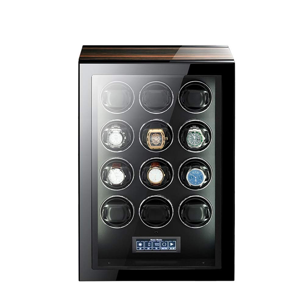 CGCSYZ Automatic Watch Winder With Light Quiet Motor LCD Touchscreen Display And Remote Control LED Backlight Adjustable Watch Pillows For Universal Watch (12+0)