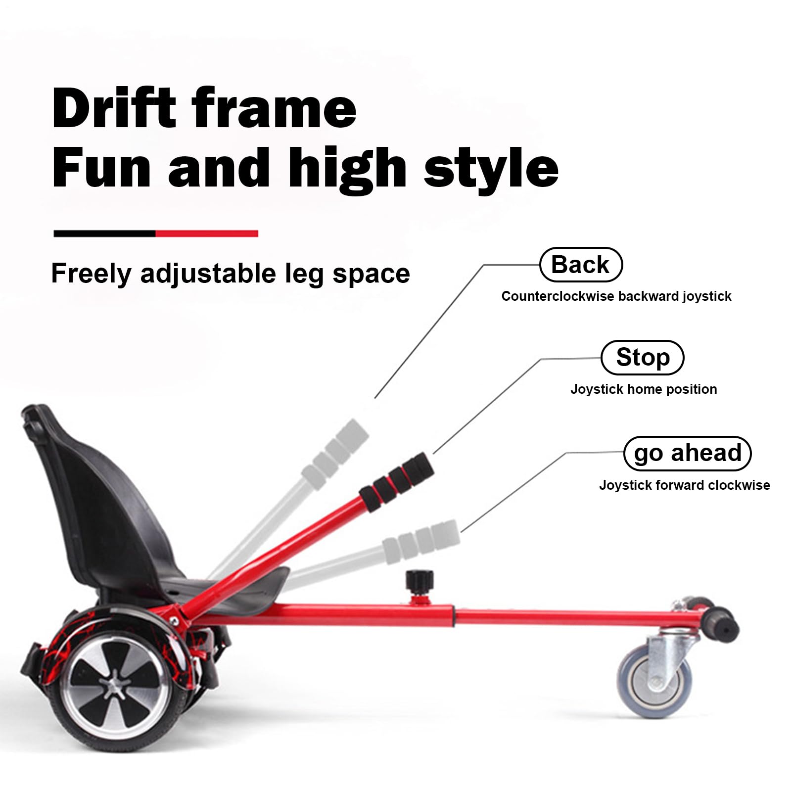 Hoverboard Go-Kart, Hoverboard - Supporto per sedile per scooter | Accessorio per skateboard con lunghezza regolabile, supporto per skateboard 6,5/8/10