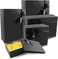 Vista 1 de Homeanda Paquete de 3 cajas de cartón negro de diferentes tamaños con tapa superior para cumpleaños, día de la madre, baby showers, Pascua