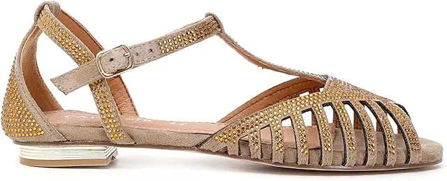 Sandalo Gabbia Cafè Noir con Microstrass - Elegante e Moderno