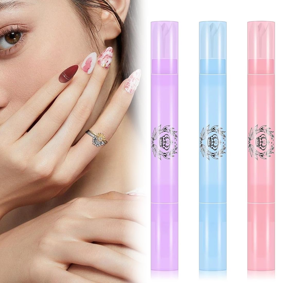 WUSJCOF 3 Pezzi Penna Correttore Smalto con 9 Punte di Ricambio Rimozione Smalto per Unghie Senza Solvente, Nail Remover Correzione Pen, Pennello Correggi Smalto per Unghie