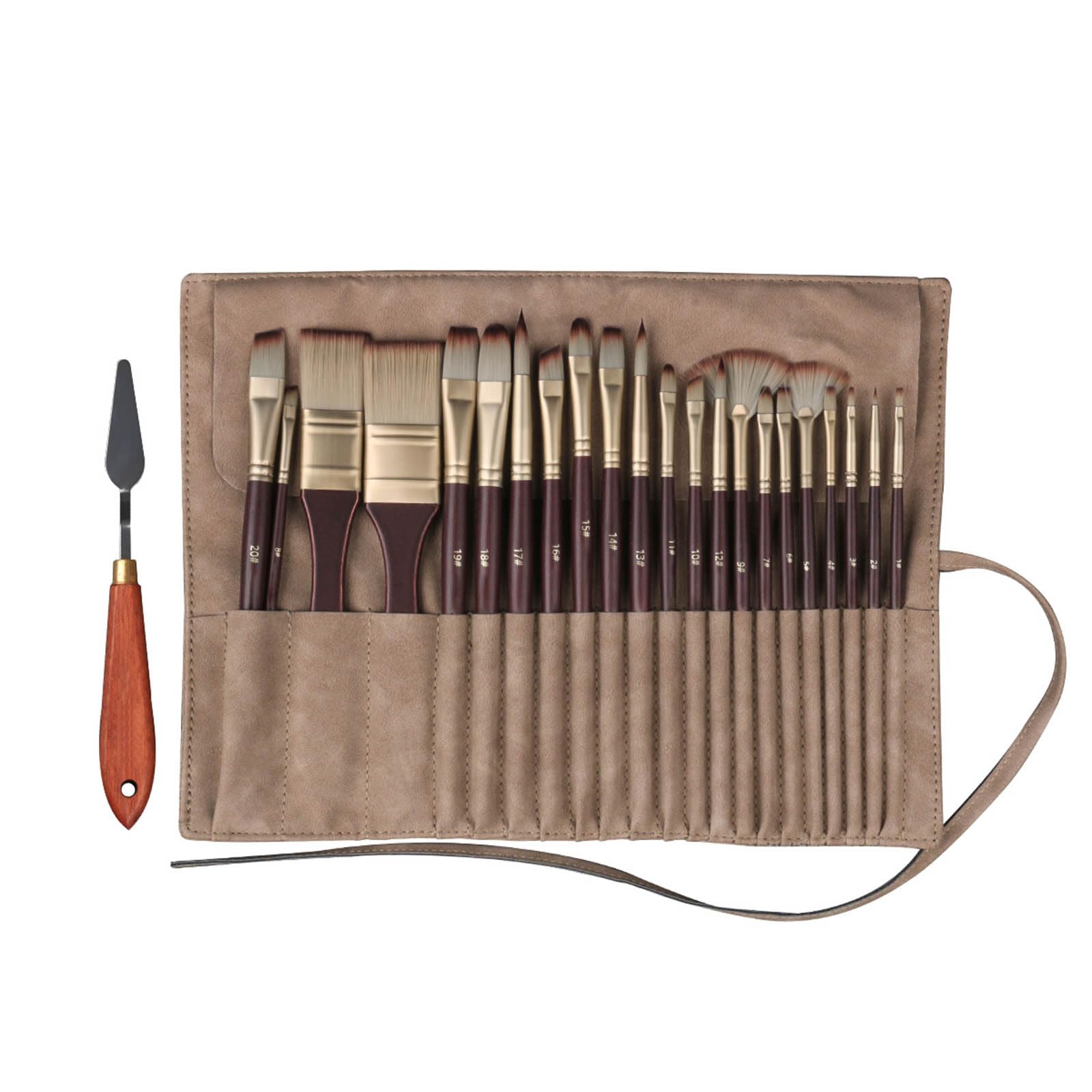 22Pcs Artist Paint Brush Kits Professional Nylon Paint Brush with Rolling Bag for Art Painting Nylon Paintbrush Bristle Paintbrush