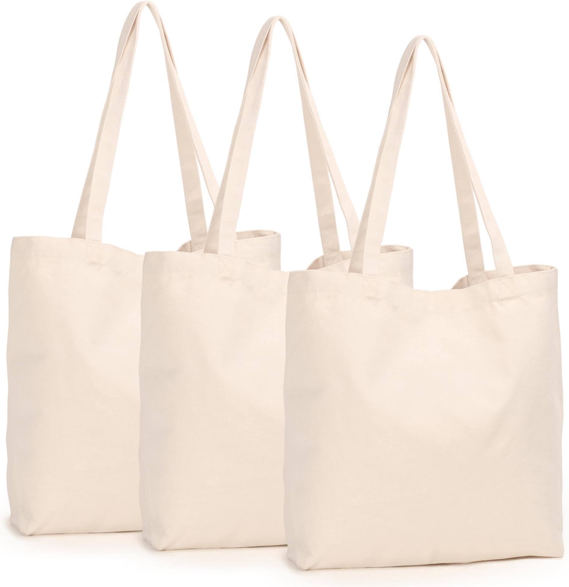 Koolmox Canvas Tote Bags, 13.5x13.5 inch Heavy Duty Tote for Crafting, Ironing and Embroidering, Reusable Grocery Shopping Bag, 3 PACK