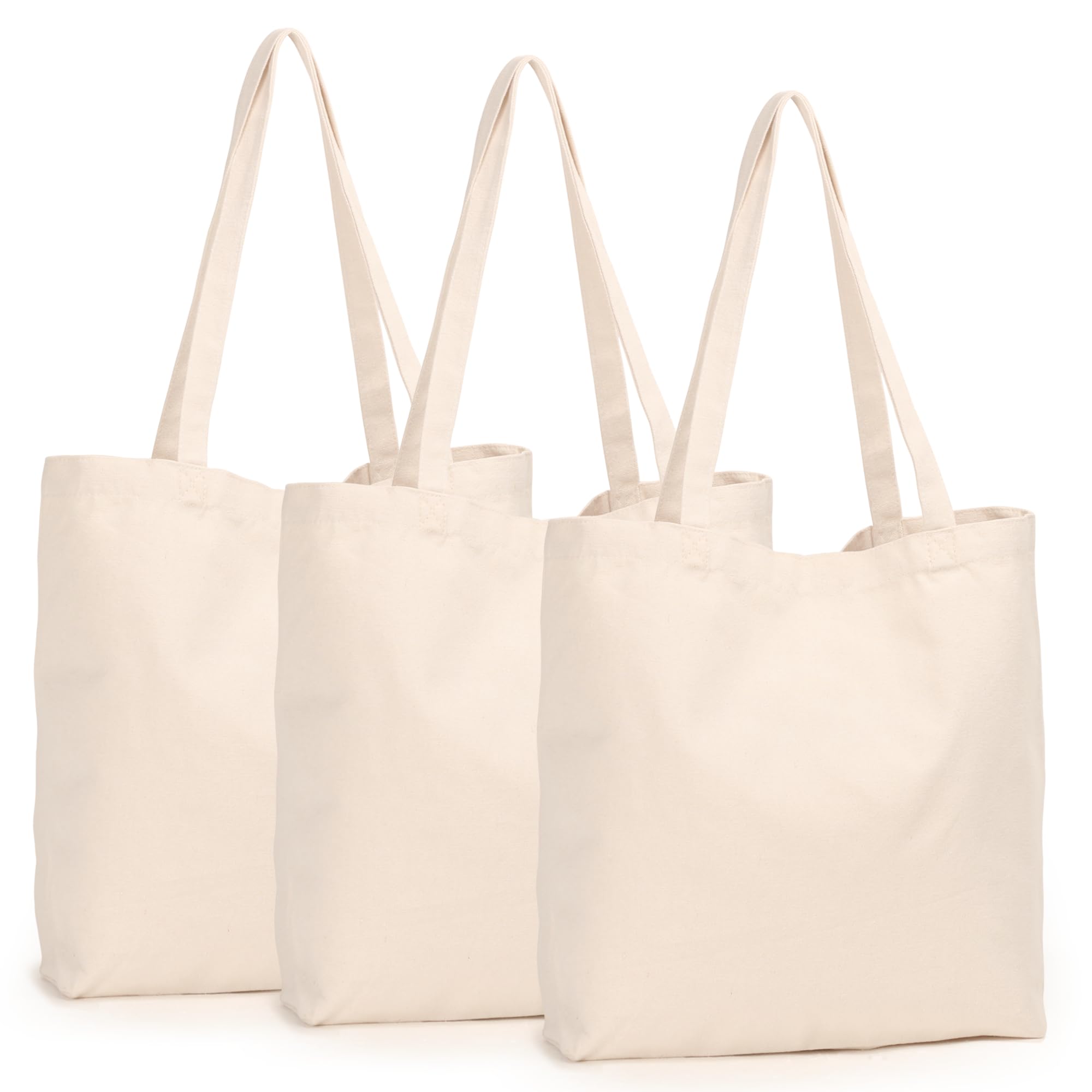 KoolmoxKoolmox Canvas Tote Bags, 13.5x13.5 inch Heavy Duty Tote for Crafting, Ironing and Embroidering, Reusable Grocery Shopping Bag, 3 PACK