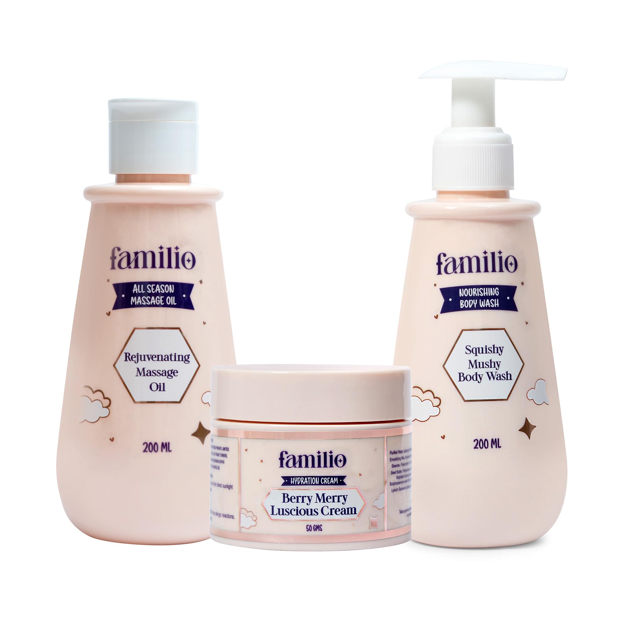 Familio Kids Growth and Skin Care Combo Set, Rejuvenating Massage Oil 200ml, Berry Merry Luscious Cream 50g, Squishy Mushy Body Wash 200ml, Natural Ingredients-image-10