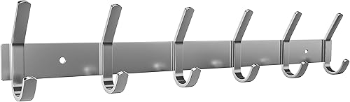Miniatura 8 de SAYONEYES Perchero de pared blanco con 5 ganchos dobles para colgar  Perchero de pared rústico de acero inoxidable SUS304 de 15 pulgadas  Perchero