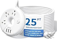 Vista 7 de NTONPOWER Regleta negra de 25 pies con 4 tomas, 2 puertos USB, cable de extensión de escritorio, protección contra sobrecarga, carcasa de ABS