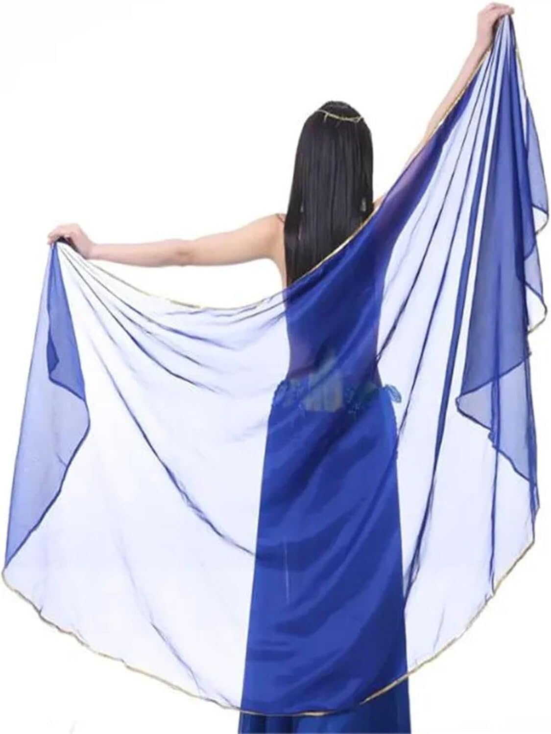 SSDDLZEQ Stage performance version Half-circle Belly Dance Scarf-style Chiffon Veil, Costume Accessories(5)