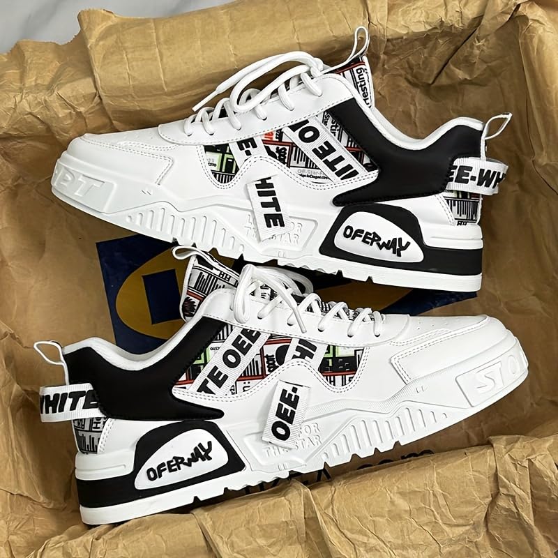 Men's Trendy Platform Skateboard Shoes with Letter Pattern for Outdoor Walking, Jogging, and Traveling3