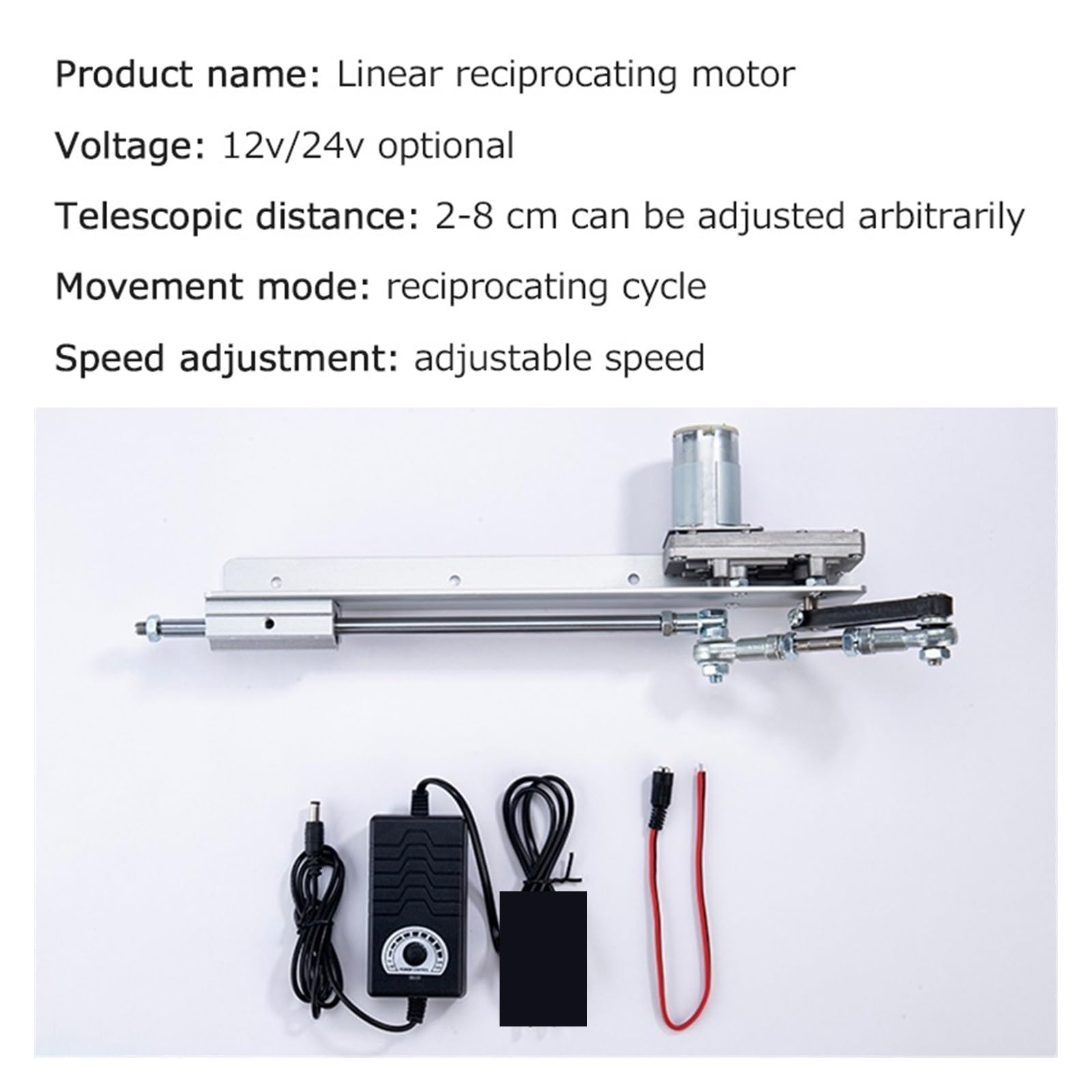 Linearantrieb, Teleskop-Linearantrieb-Kit mit Drehzahlregler, DC 12 V/24 V, Hub 2–8 cm, 3–15, DIY-Hubkolben-Linearantrieb(12V 2-8cm 60RPM)
