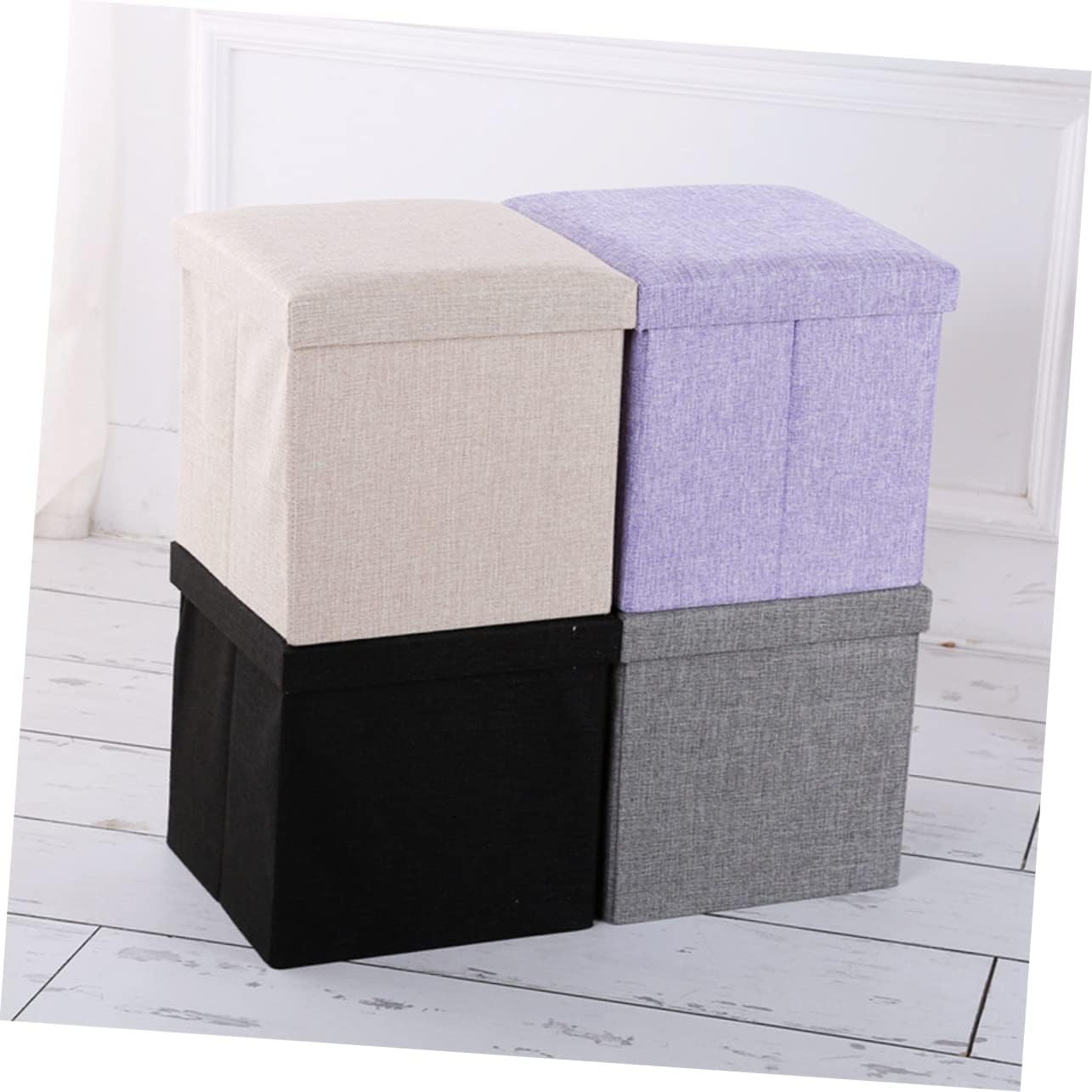 Collapsible Stool Storage Fabric Storage Box Multi-Functional Footstool Easy to Store