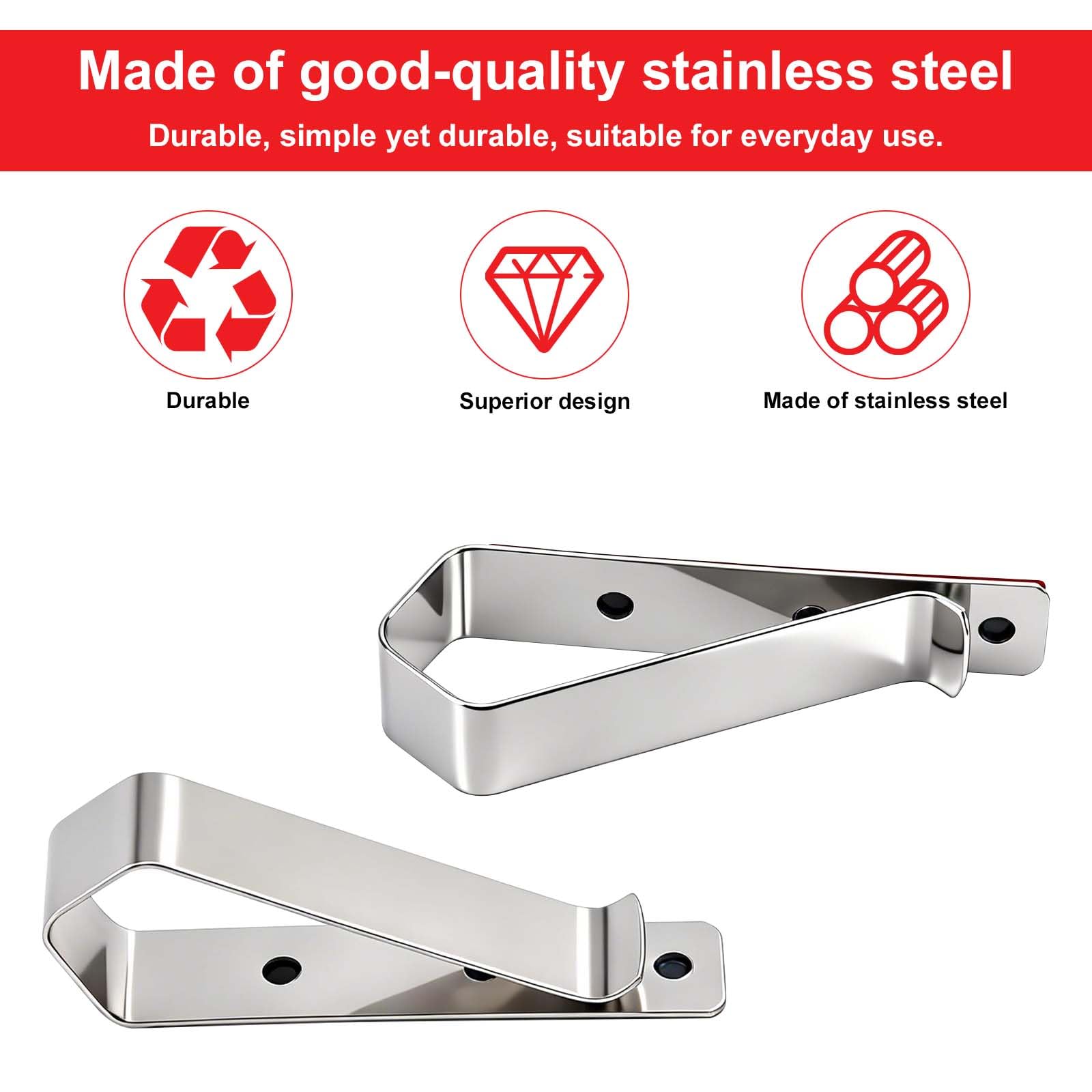 6pcs Stainless Steel Car Visor Clips, Sun Visor Clip DIY Mounting Kit Garage Door Opener Remote Clip Strong Hold Accessory for Cars Home Office Use - 4