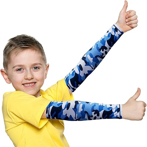 JOEYOUNG Mangas de brazo para niños (4-9 años), mangas solares para fútbol, baloncesto, disfraz para fiesta, protección UV, manga refrescante