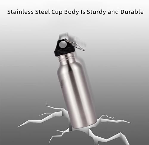 Miniatura 5 de Botella de agua deportiva sin aislamiento con asa, botellas de metal de una sola pared de acero inoxidable, sin BPA, reutilizable, 188, grado