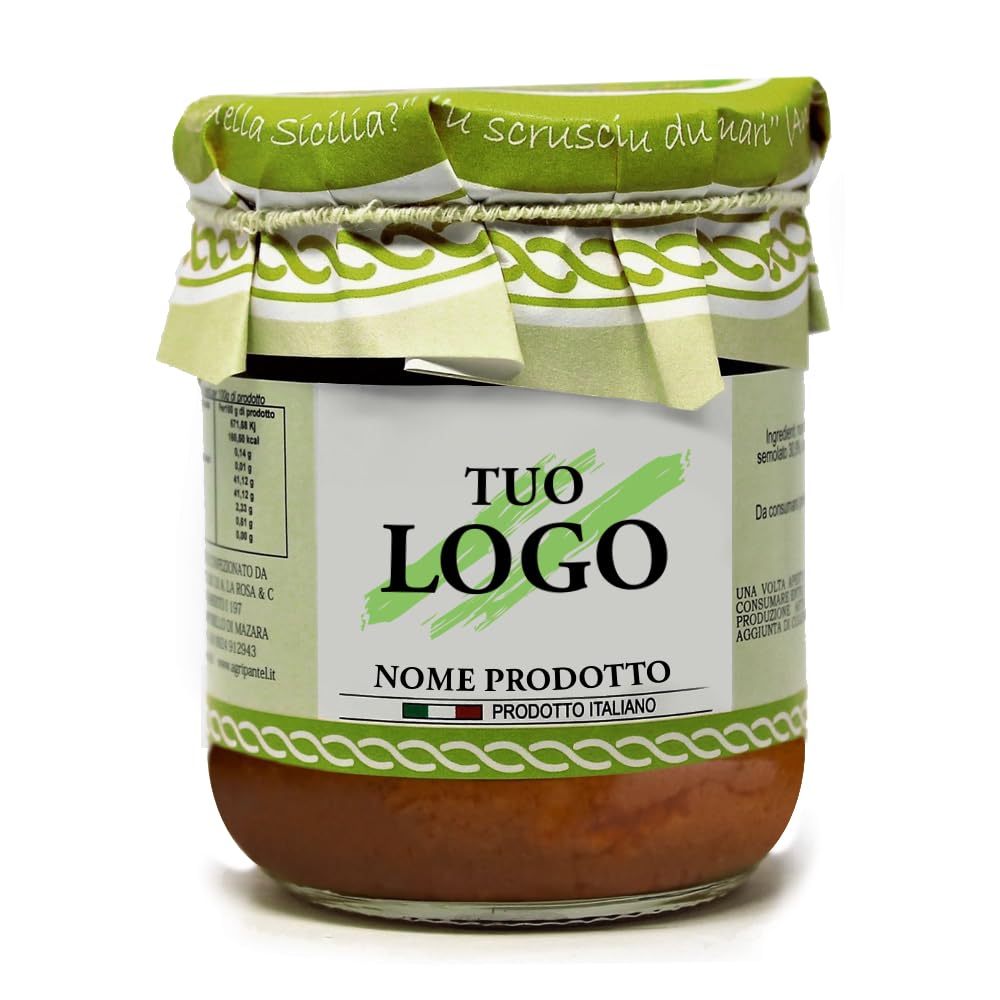 48 Barattoli da 280g Pesto Siciliano con Mandorle Condimento per pasta con etichetta personalizzabile con Pomodoro Formaggio Aglio Basicilico Olio evo - Prodotti Tipici Siciliani