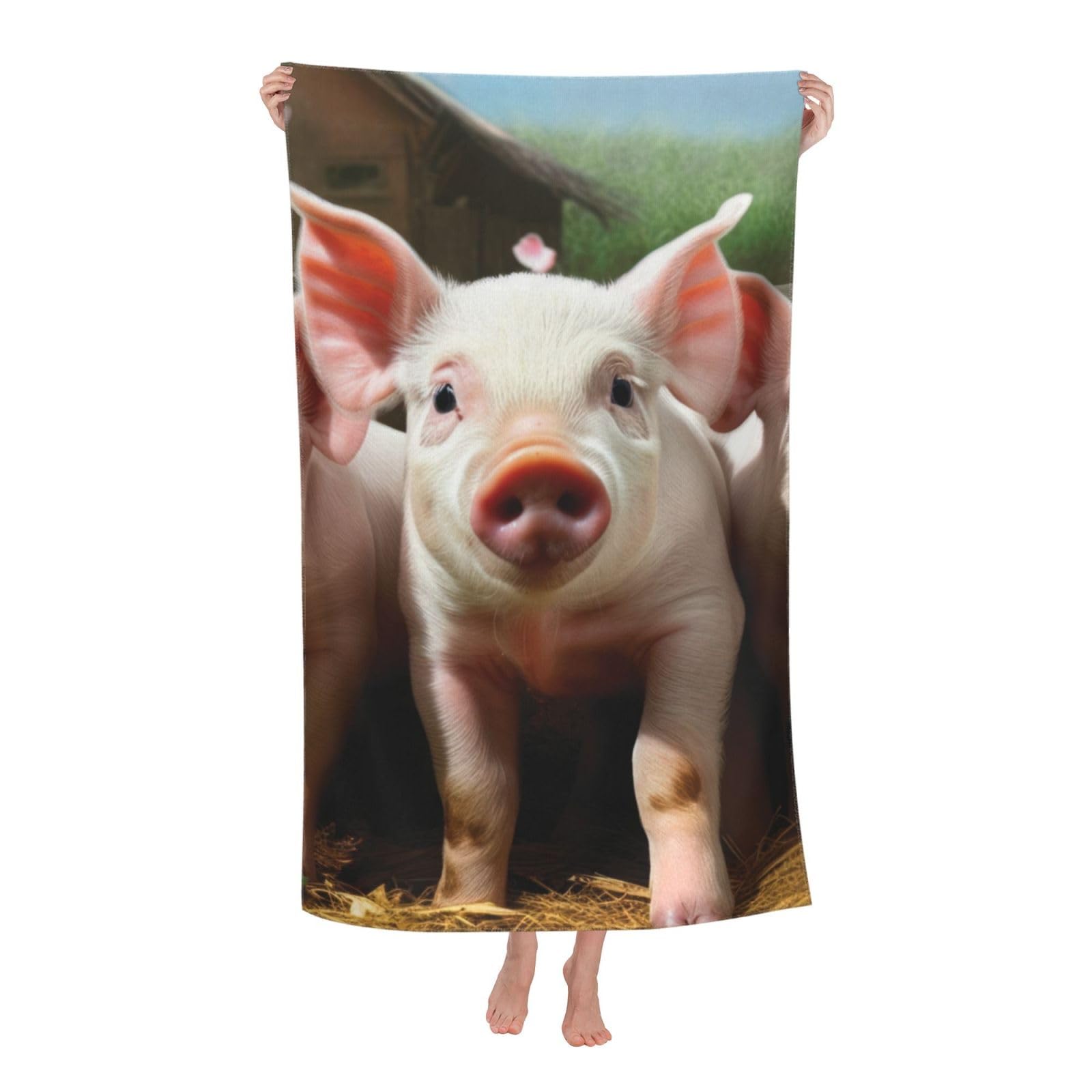 LSRCPD Beach Towels Pig And Chicken Sports Pool Gym Yoga For Women Adults 80X130Cm