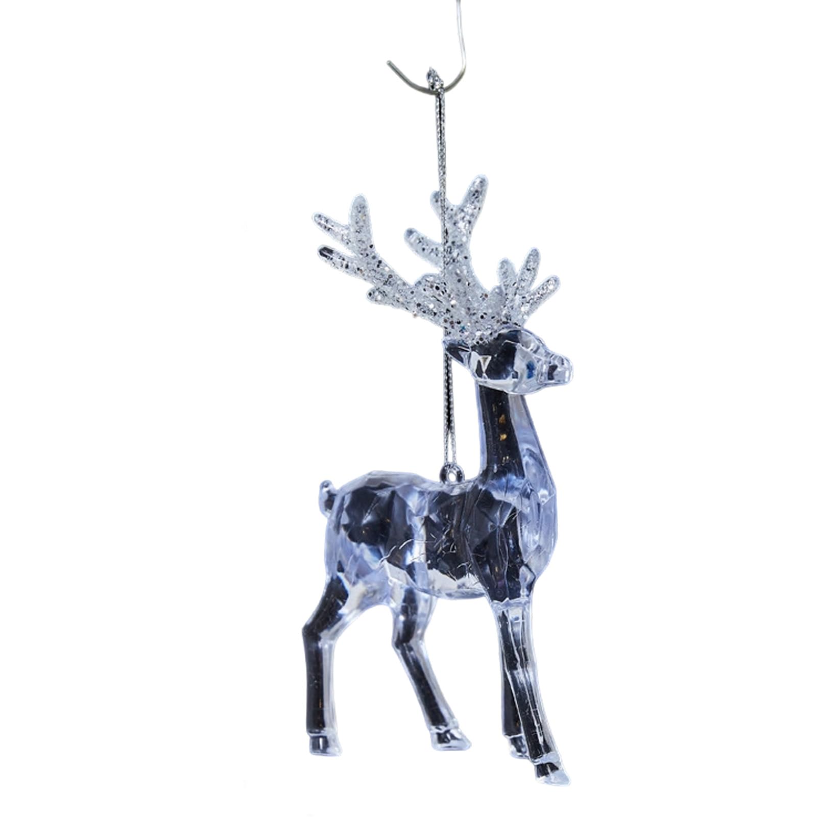 Lerpwige Shatterproof Clear Acrylic Christmas Tree Hanging Decorations Shimmering Deer Butterfly Snowflake Hanging Ornament Glittering Festival Tree Decoration