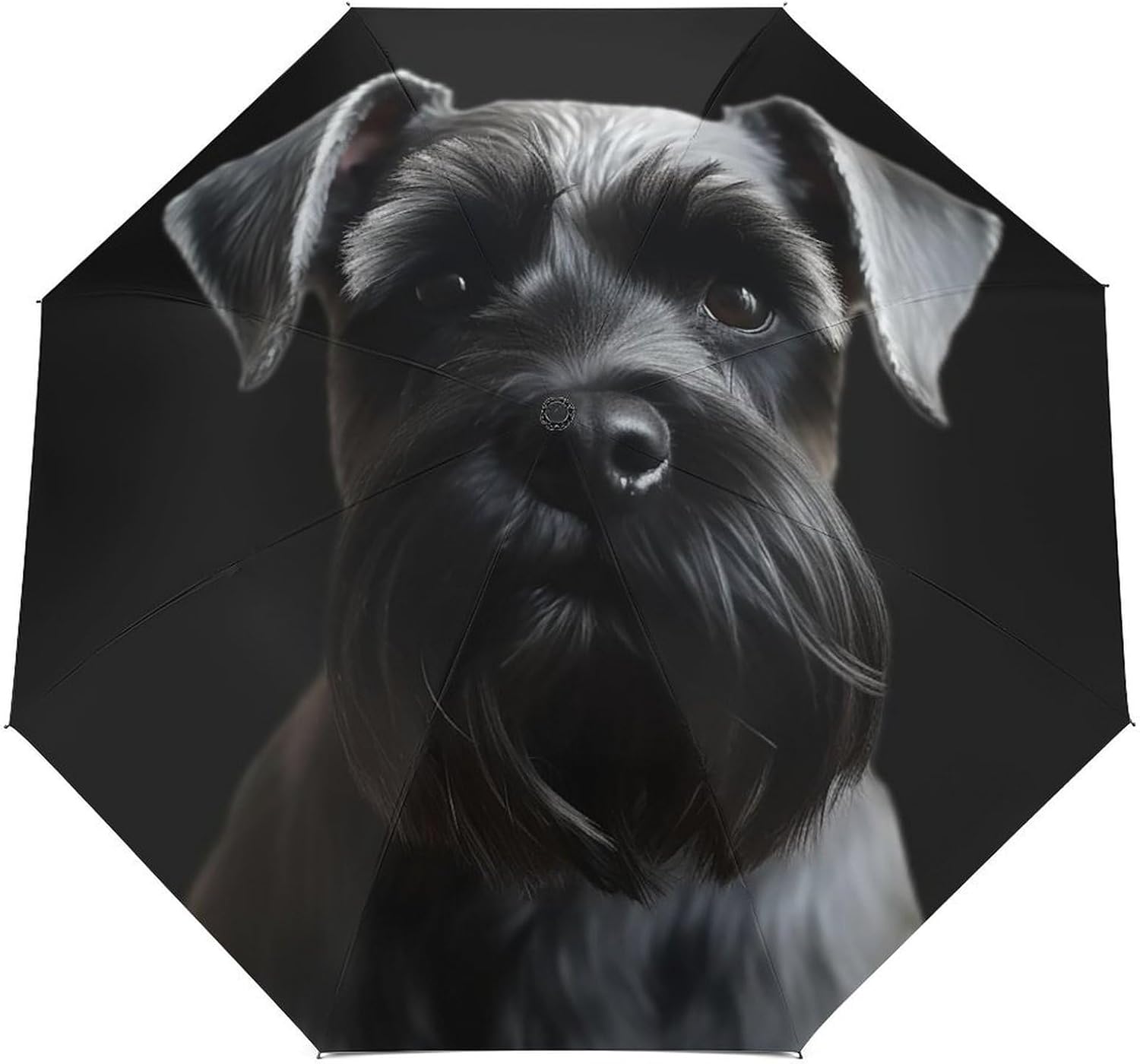 Car Umbrella Black Schnauzer Dog Printed Reverse Folding Umbrella Ventilated Windproof And Waterproof Golf Umbrella with C-shaped Handle