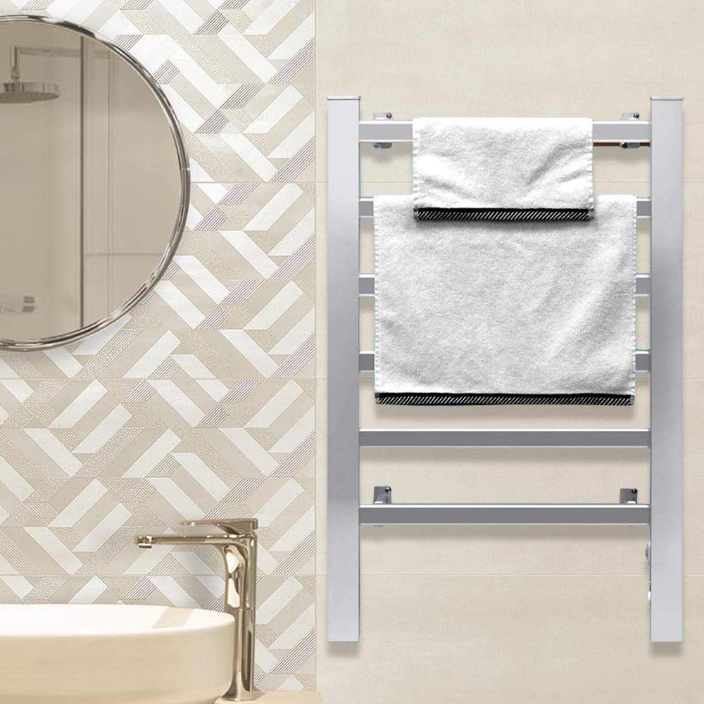 Bakaji Scaldasalviette Termoarredo Elettrico da Bagno 2in1 da Terra e Parete Asciugabiancheria Portasciugamani con Elementi in Alluminio Riscaldanti (6 elementi)