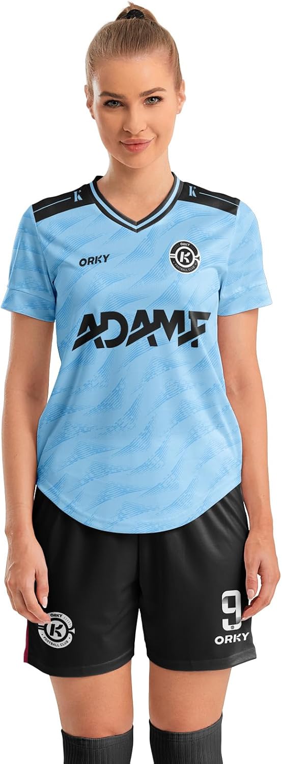ORKY Custom Women Soccer Jersey, US Futbol Shirt Short Set, Personalize Name Team Sport Outfit